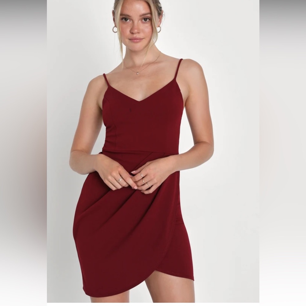 Lulus- Forever Your Girl Wine Red Bodycon Dress small